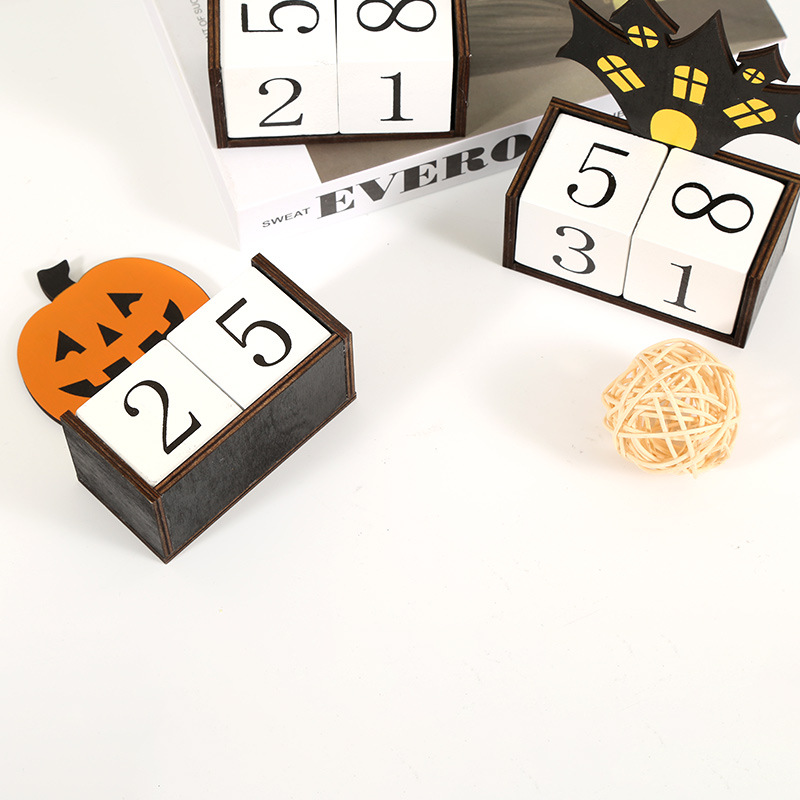 White Ghost Shape Festive Halloween Countdown Blocks - Reusable Wooden view 5
