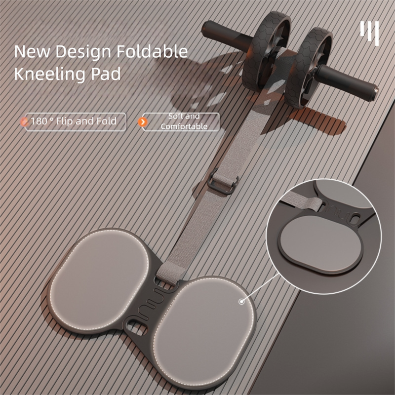 Grey Assisted Rebound Ab Roller with Foldable Knee Pad - Dual Wheel Core view 2
