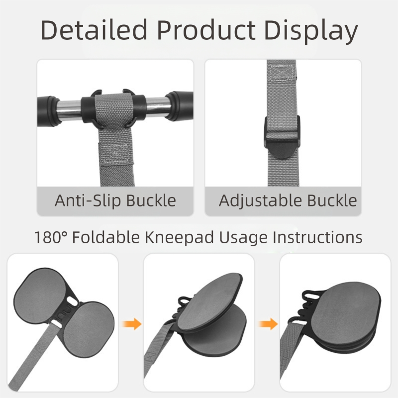Grey Assisted Rebound Ab Roller with Foldable Knee Pad - Dual Wheel Core view 5