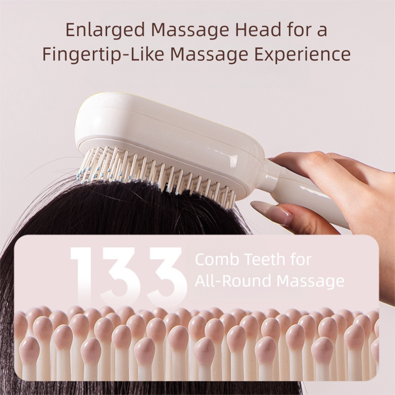 Pink Innovative Self-Cleaning Cushion Hairbrush - Retractable Bristle view 3
