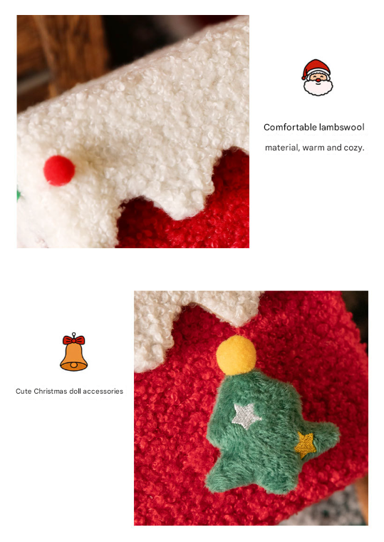 Red and Green Luxe Plush Christmas Gift Box - Decorative Holiday Treat Box view 6