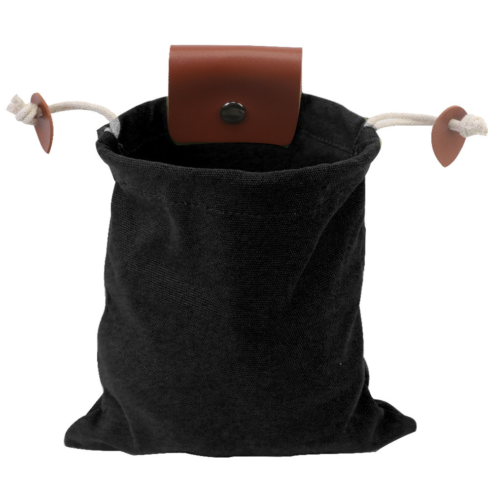 Black Collapsible Canvas Foraging Pouch - Hands-Free Belt Bag for Hiking &