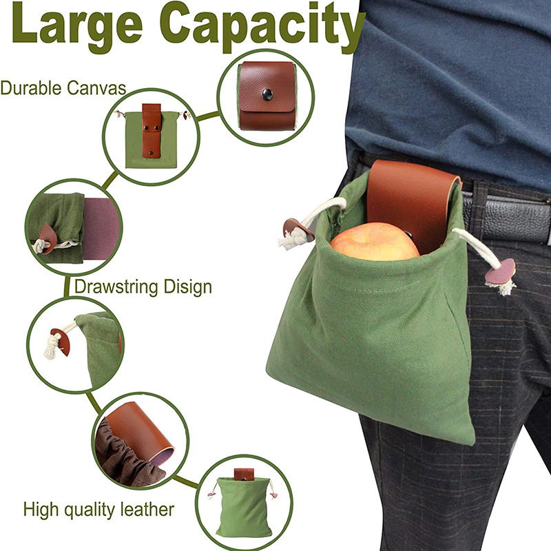 Black Collapsible Canvas Foraging Pouch - Hands-Free Belt Bag for Hiking & view 6