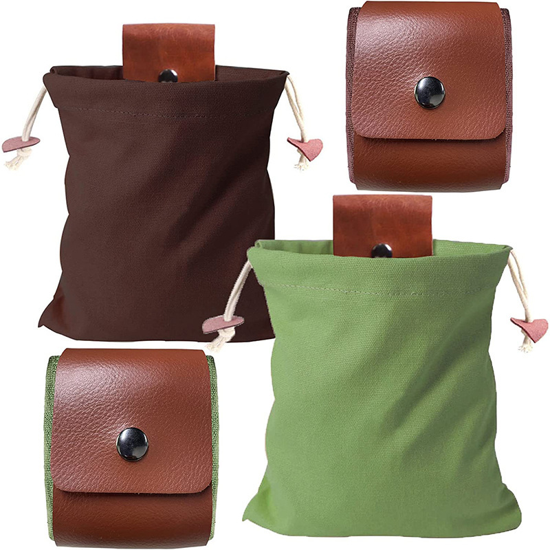 Green Collapsible Canvas Foraging Pouch - Hands-Free Belt Bag for Hiking & view 2
