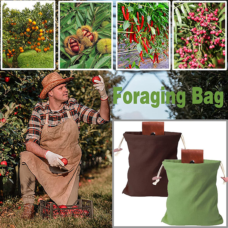 Coffee Collapsible Canvas Foraging Pouch - Hands-Free Belt Bag for Hiking & view 7