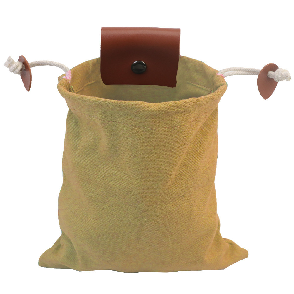 Khaki Collapsible Canvas Foraging Pouch - Hands-Free Belt Bag for Hiking &