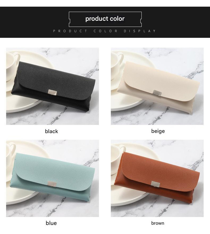 Blue Sleek PU Leather Eyeglass Pouch Set (3-Pack) - Slim Protective Case for view 2