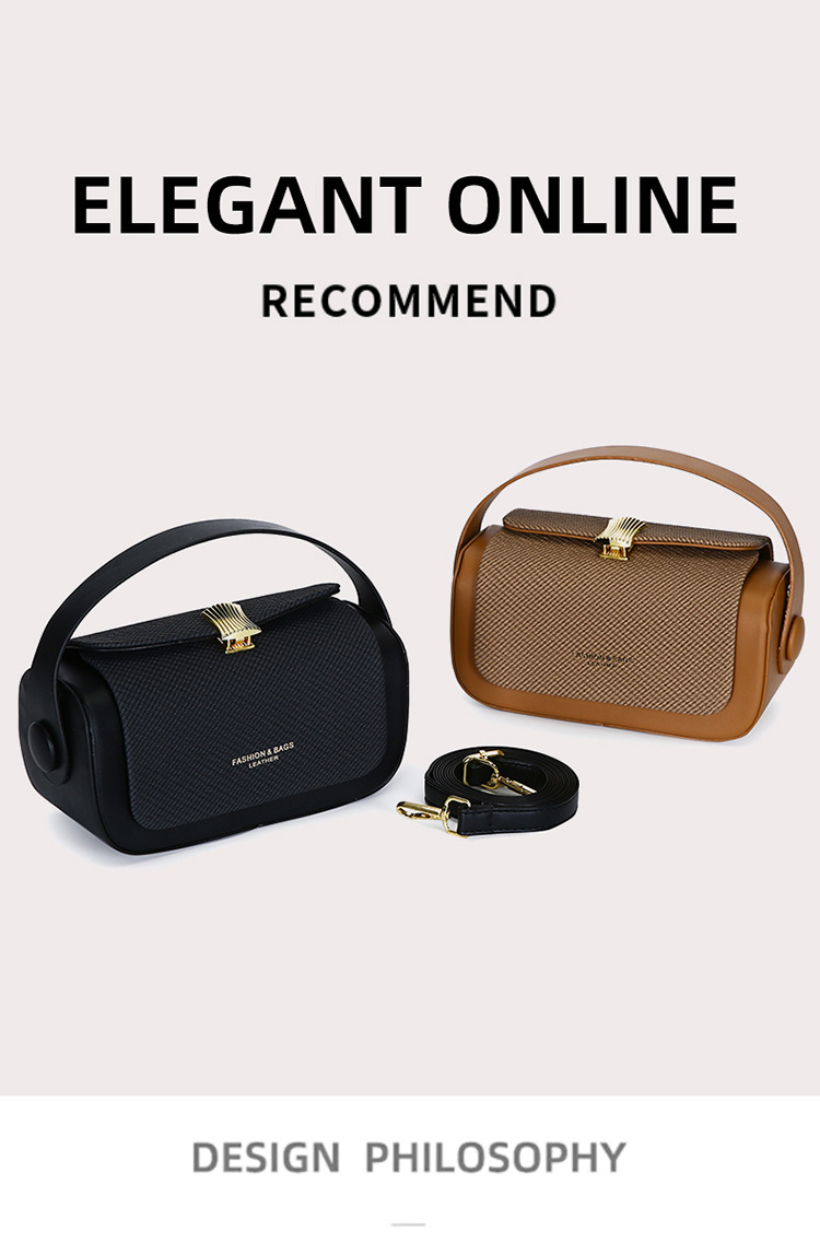 Black Elegant Top Handle Crossbody Bag - Structured PU Leather Box Purse for Women view 2