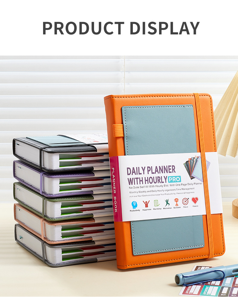 Orange A5 PU Leather Agenda for Productivity & Time Management-Undated Daily & view 10