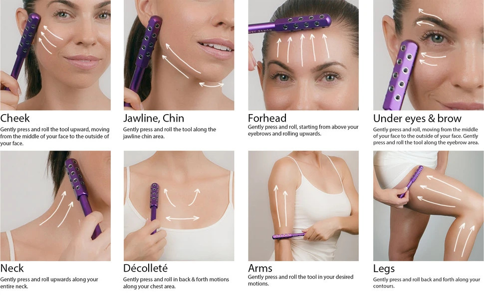 Purple Germanium Stone Facial Roller - Uplifting & Sculpting Beauty Massager view 4