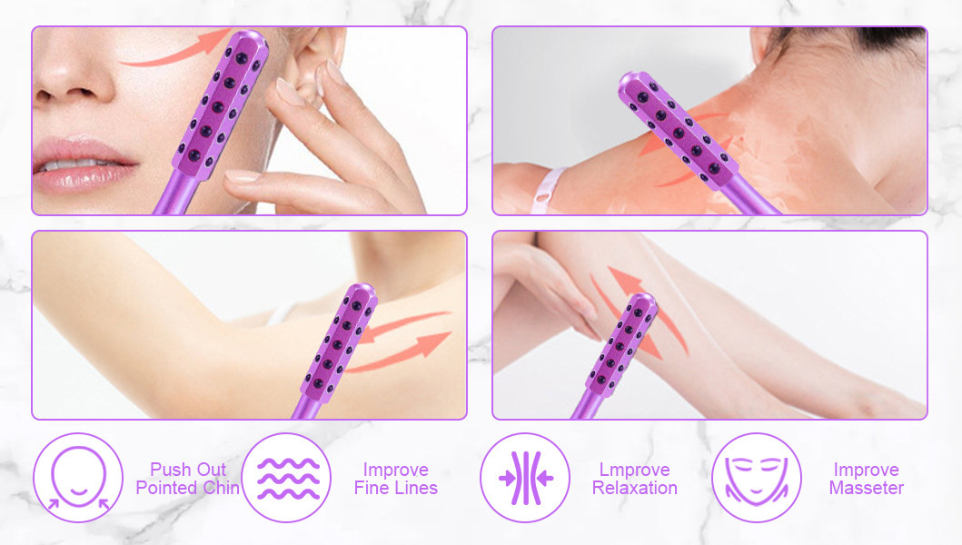 Black Germanium Stone Facial Roller - Uplifting & Sculpting Beauty Massager view 3