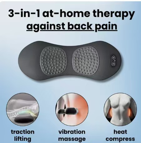 Dark Grey 3-in-1 Heated Back Stretcher with Vibration Massage & Traction Lift view 2