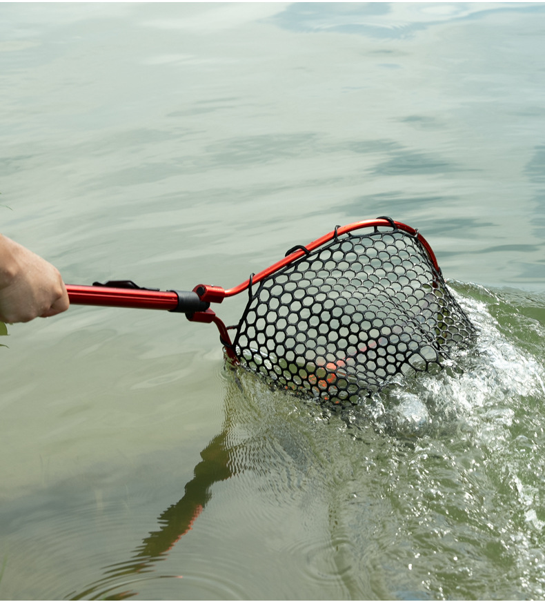 Black High Strength Large Landing Net - Fishing Net with Foldable Handle and view 2