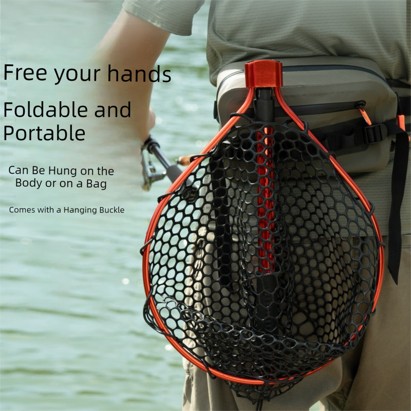 Black High Strength Large Landing Net - Fishing Net with Foldable Handle and view 5