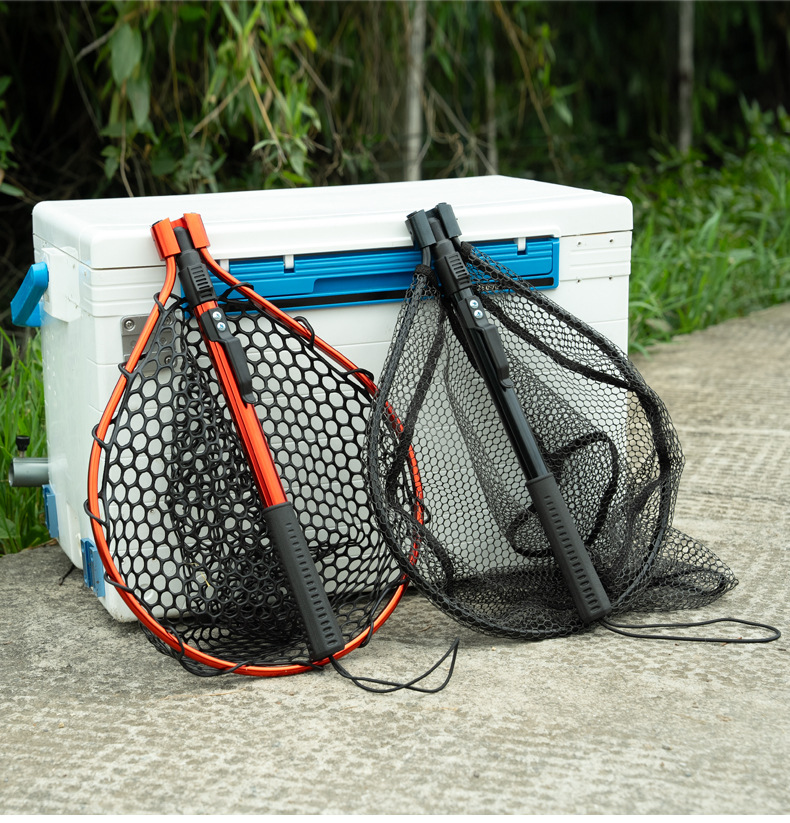 Red High Strength Large Landing Net - Fishing Net with Foldable Handle and view 3