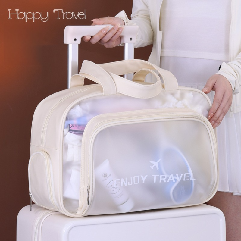 Beige Waterproof Wet Dry Separation Travel Bag - Gym view 4