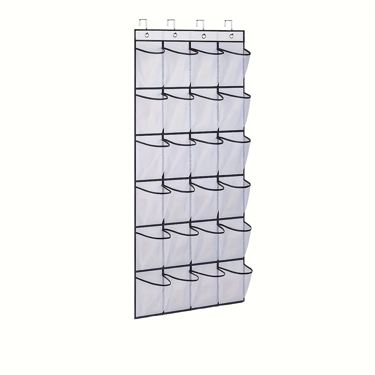 White Over the Door Shoe Organizer with 24 Mesh Pockets - Space Saving Hanging