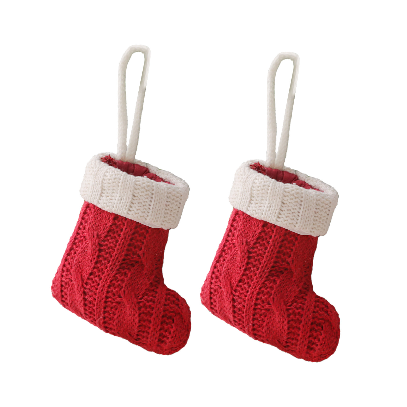 Christmas Decoration Mini Knitted Stockings Cutlery Holders 8 Pack for Home view 2