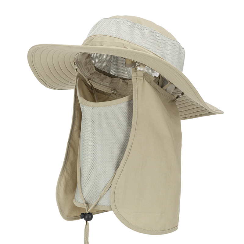 Khaki Outdoor Summer Sun Protection Hat with UV Protection Breathable Wide