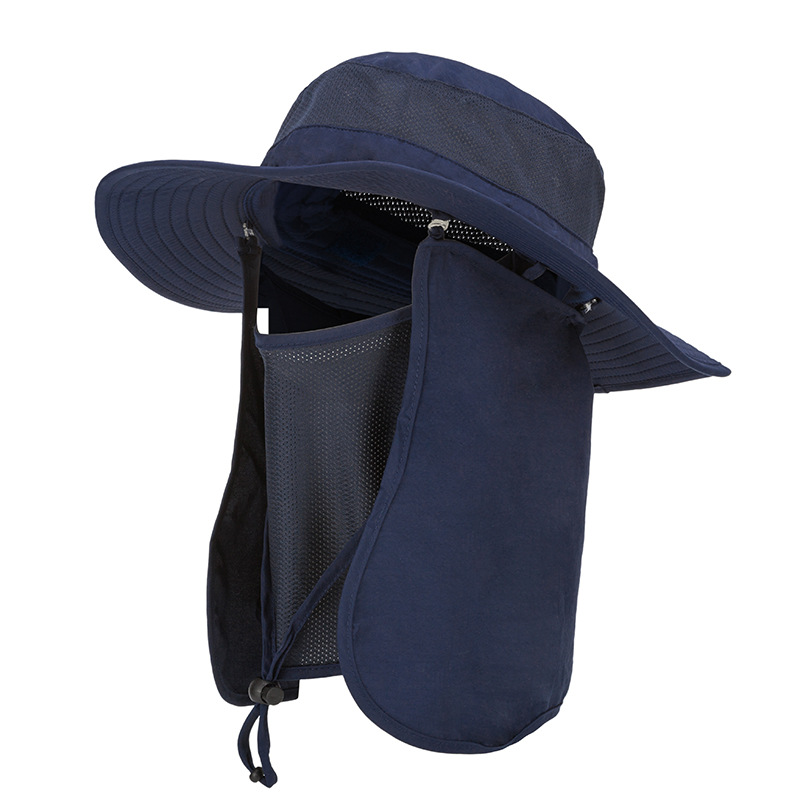 Dark Blue Outdoor Summer Sun Protection Hat with UV Protection Breathable Wide