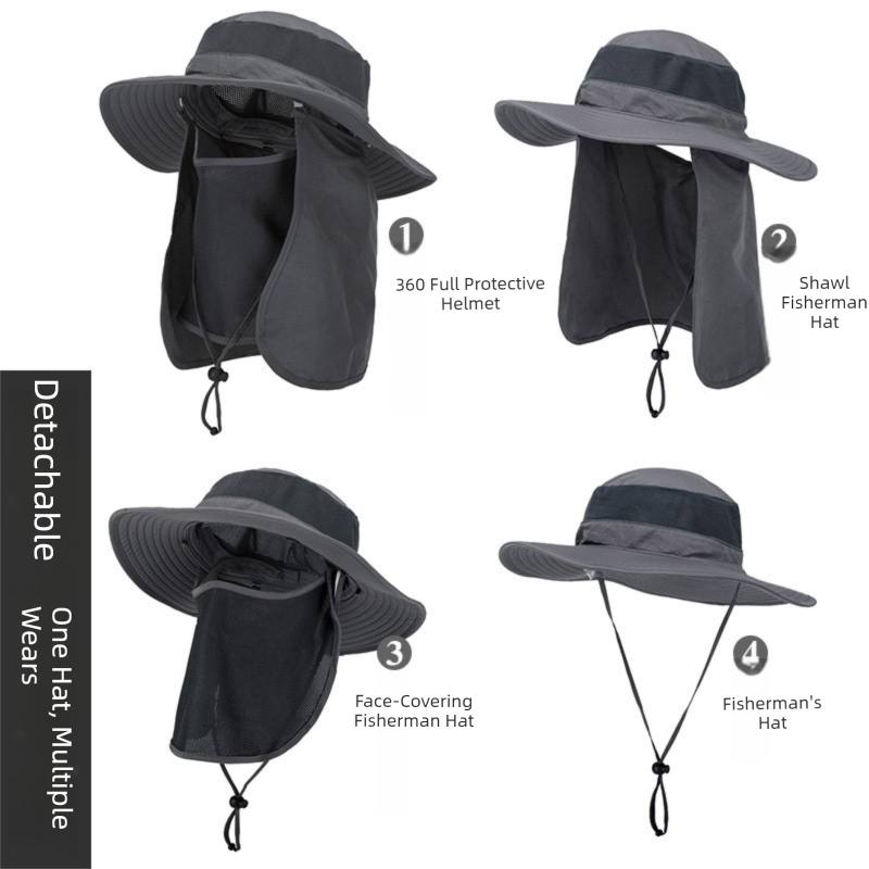 Dark Blue Outdoor Summer Sun Protection Hat with UV Protection Breathable Wide view 5