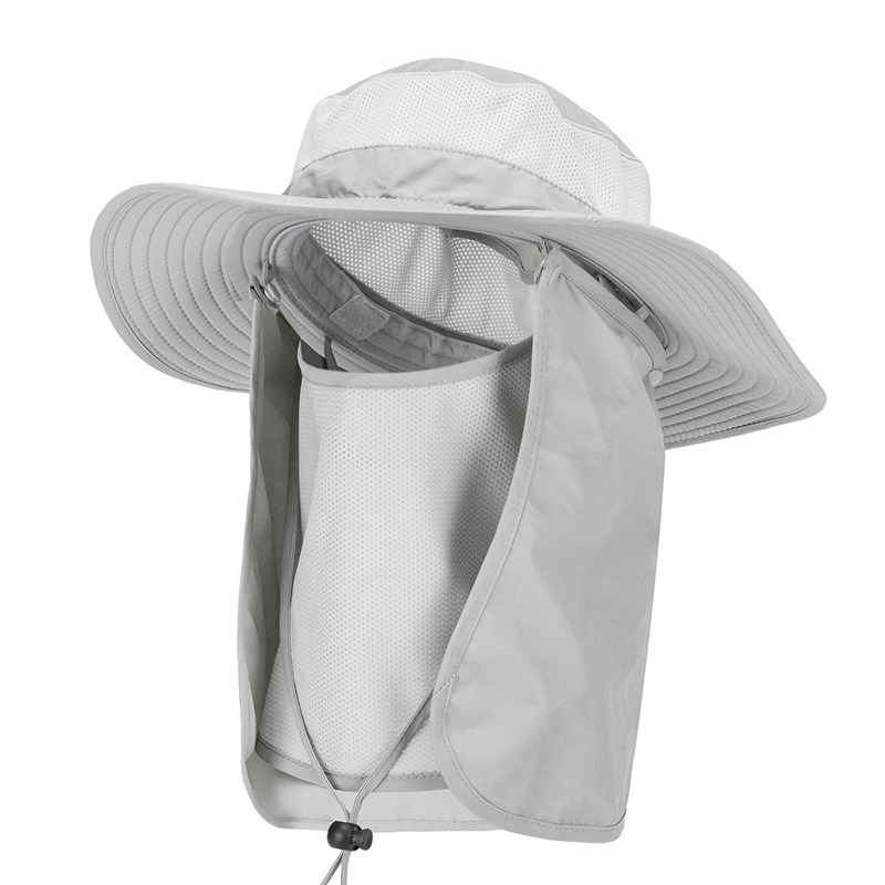 Light Grey Outdoor Summer Sun Protection Hat with UV Protection Breathable