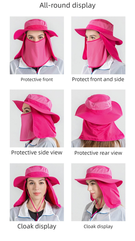 Black Outdoor Summer Sun Protection Hat with UV Protection Breathable Wide view 6