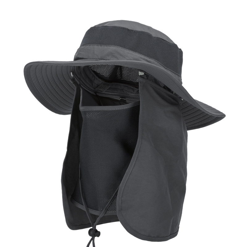 Dark Grey Outdoor Summer Sun Protection Hat with UV Protection Breathable Wide
