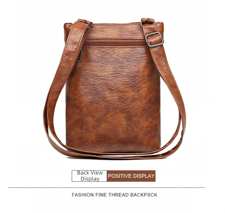 Black Women's Crossbody Bag Soft PU Leather Shoulder Phone Bag Vintage view 6