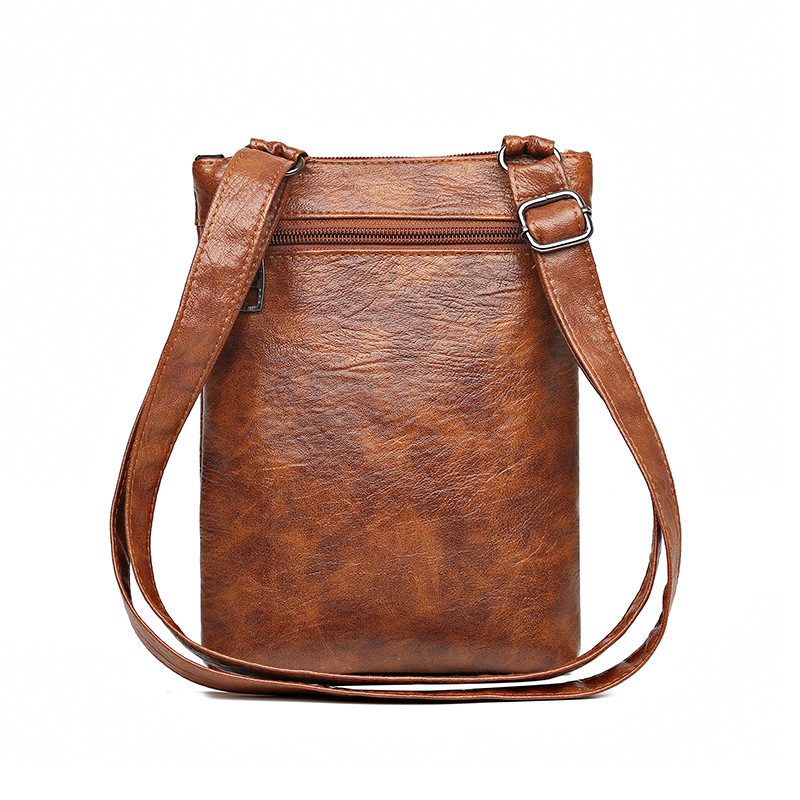 Brown Women's Crossbody Bag Soft PU Leather Shoulder Phone Bag Vintage view 2