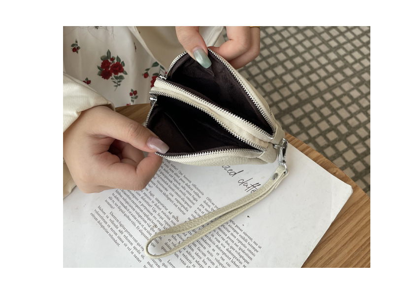 Dark Pink Women's Mini Genuine Leather Coin Purse Double Zipper Organiser view 7