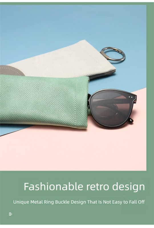 2 Pcs Green Portable Eyeglasses Pouch with Keychain Snake Skin Pattern Soft view 5