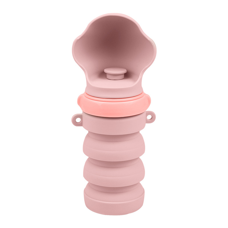 Pink Portable Collapsible Pet Water Bottle for Dogs Outdoor Travel Drinking