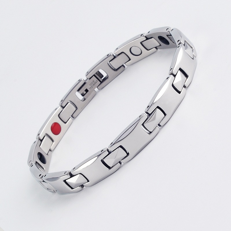 Silver Women's Titanium Steel Magnetic Bracelet with Negative Ions and