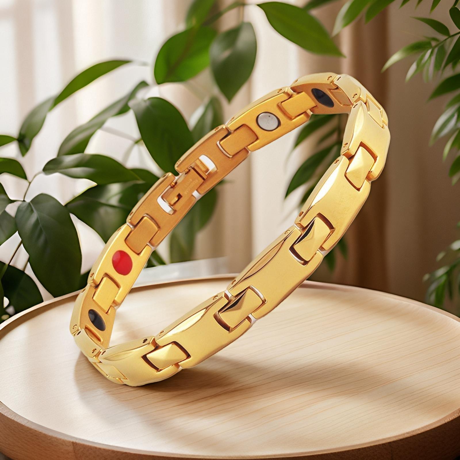 Silver Men's Titanium Steel Magnetic Bracelet with Negative Ions and Germanium view 3