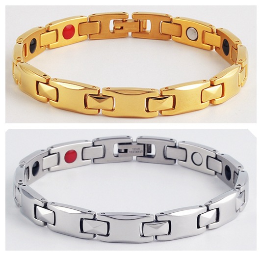 Silver Men's Titanium Steel Magnetic Bracelet with Negative Ions and Germanium view 4