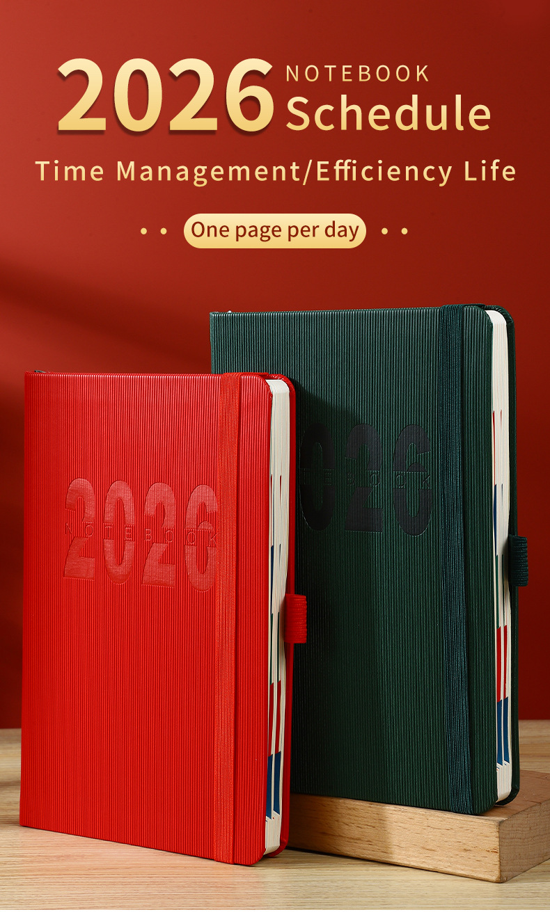 Blue 2026 A5 English Daily Planner Notebook 365-Day Schedule Book for Monthly view 2