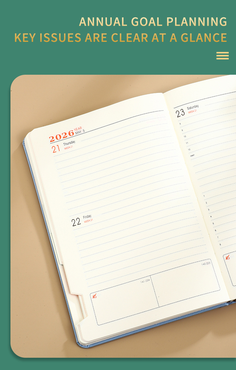 Green 2026 A5 English Daily Planner Notebook 365-Day Schedule Book for Monthly view 4