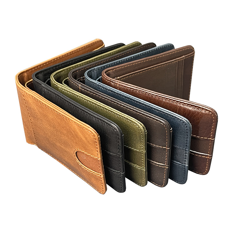 Black Men's Genuine Leather Wallet Vintage Casual Short Bi-fold Cowhide Money view 2