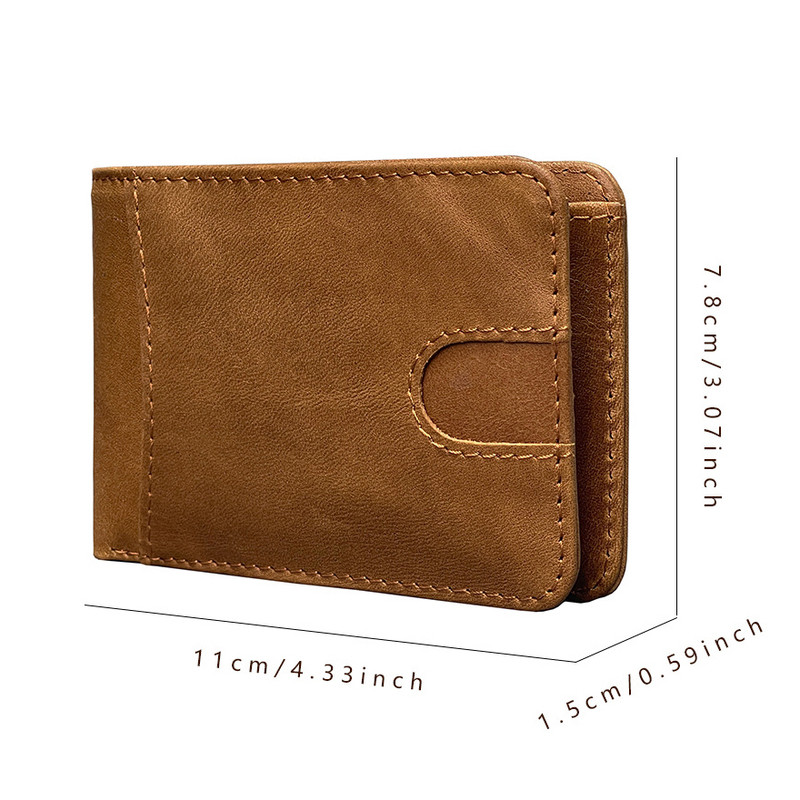 Coffee Men's Genuine Leather Wallet Vintage Casual Short Bi-fold Cowhide Money view 4