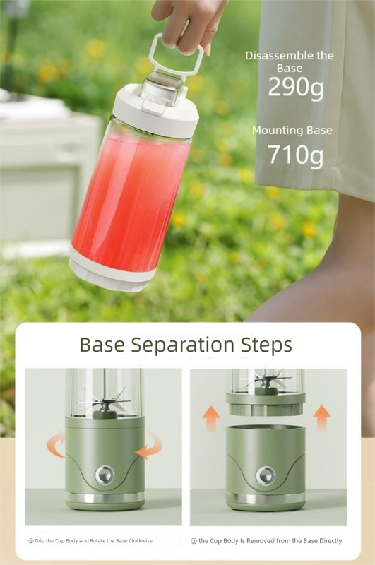 Green Portable Automatic Rechargeable Blender Wireless Juicer Mini Ice Crusher view 6