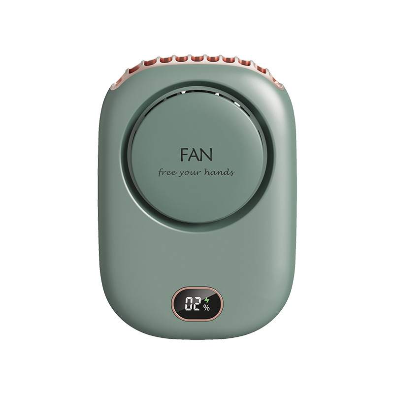 Green Portable Bladeless Neck Fan with Waist Clip & Digital Display USB view 4