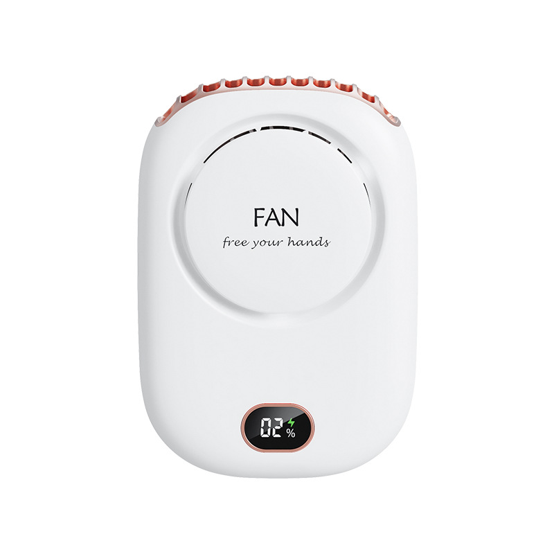 White Portable Bladeless Neck Fan with Waist Clip & Digital Display USB — image 1