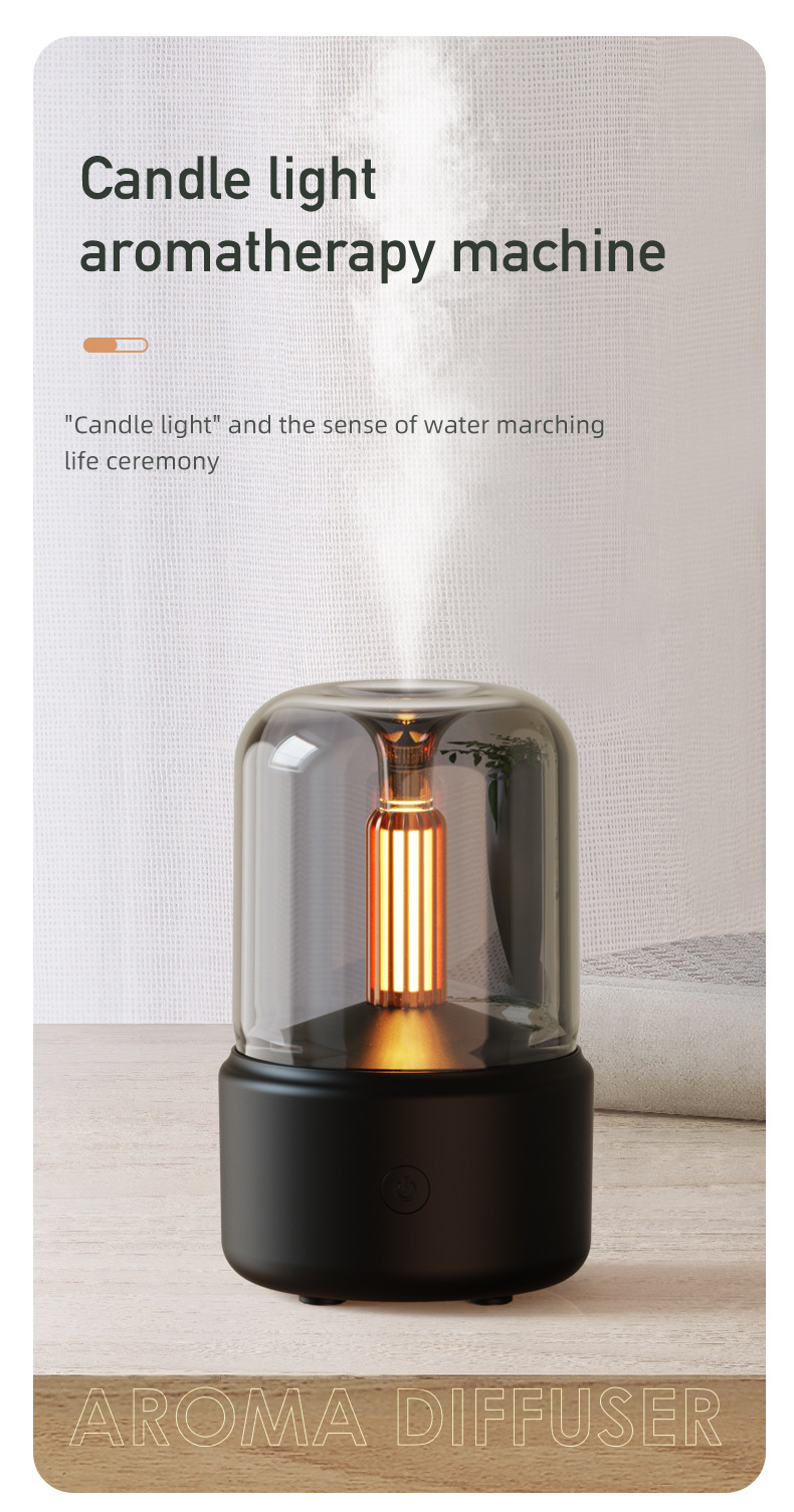 Black Creative Candleligh Aromatherapy Diffuser USB Desktop Ambient Candle view 2