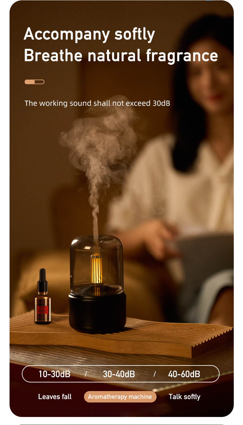 Black Creative Candleligh Aromatherapy Diffuser USB Desktop Ambient Candle view 6