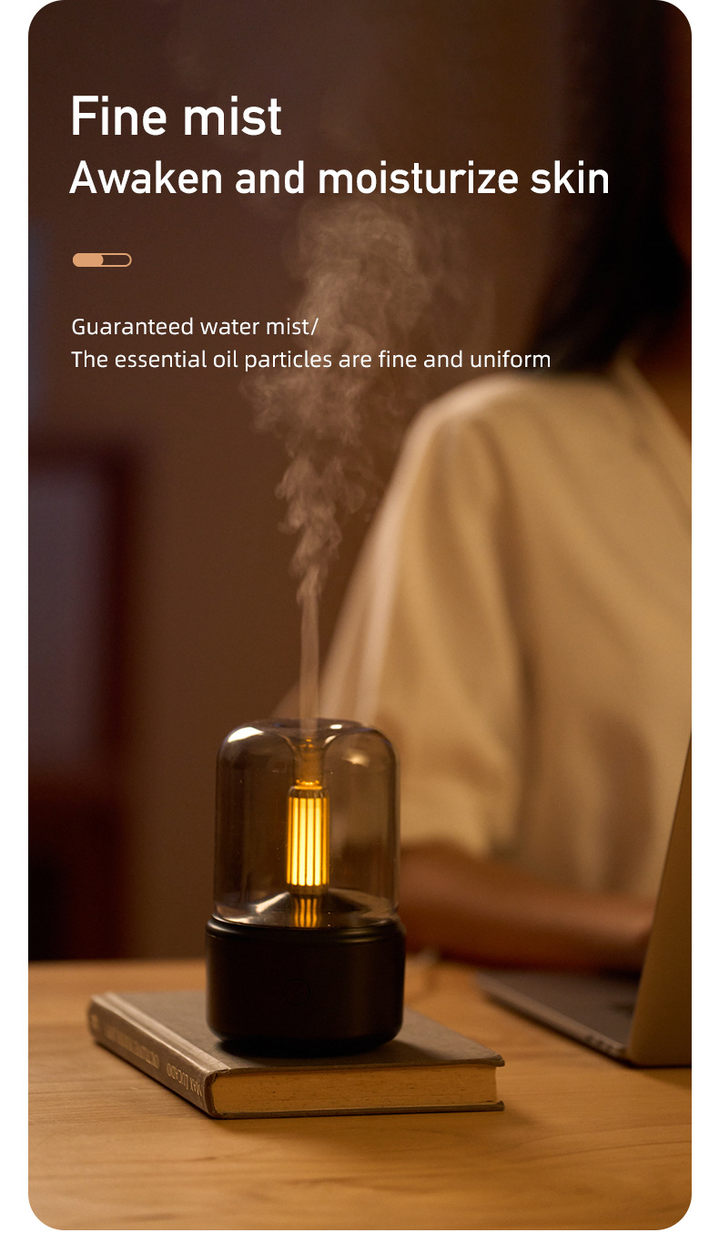 White Creative Candleligh Aromatherapy Diffuser USB Desktop Ambient Candle view 2