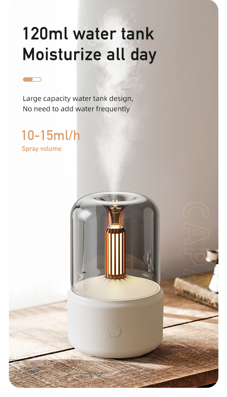 White Creative Candleligh Aromatherapy Diffuser USB Desktop Ambient Candle view 4
