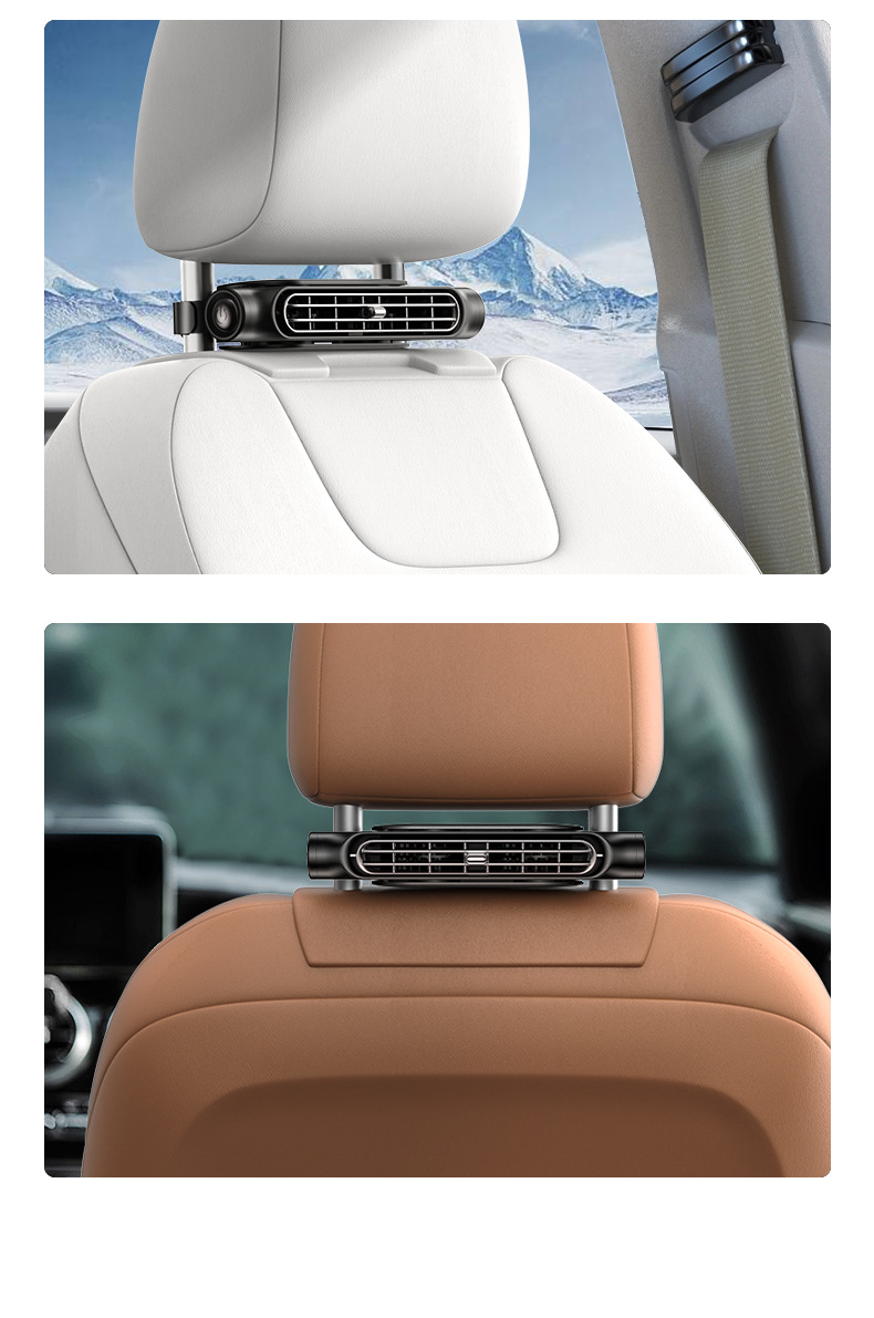 Black Car Seat Back Headrest Fan USB Powered Turbine Cooling Fan with 3 view 3