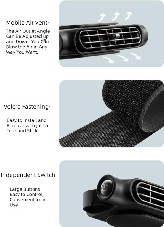 White Car Seat Back Headrest Fan USB Powered Turbine Cooling Fan with 3 view 5