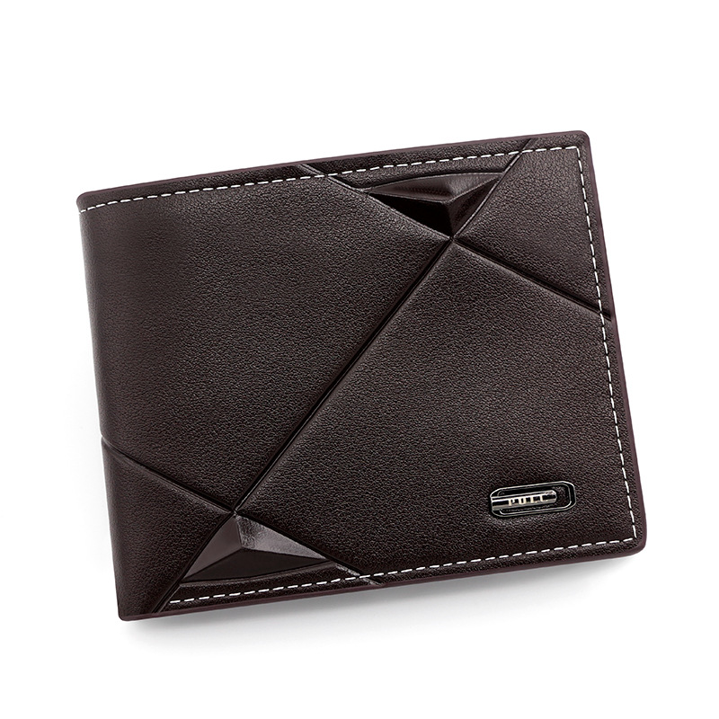 Dark Brown Men's PU Leather Bifold Wallet - Slim Short Design with Zipper Coin — image 1